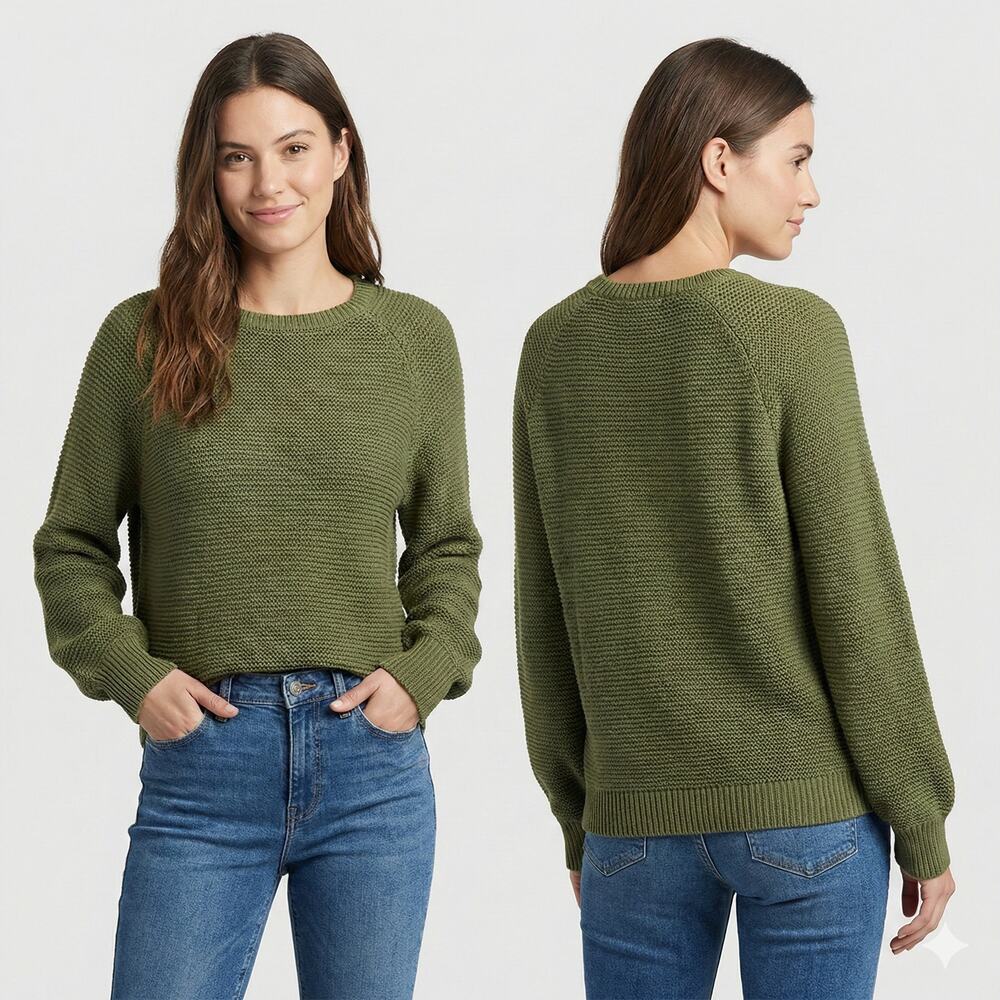 C&C California Small Olive Green Womens Sweater Cotton Acrylic